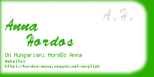 anna hordos business card